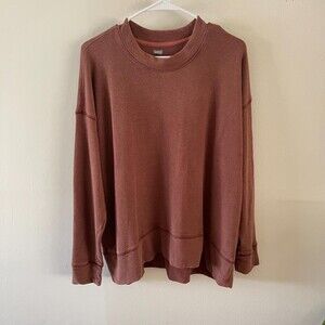 aerie washed rust oversized crew sweatshirt